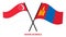 Singapore and Mongolia Flags Crossed And Waving Flat Style. Official Proportion. Correct Colors