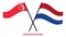 Singapore and Netherlands Flags Crossed And Waving Flat Style. Official Proportion. Correct Colors