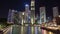 Singapore night river Downtown Core ferries traffic timelapse
