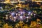 SINGAPORE - NOVEMBER 11, 2018: Supertree Grove in the Garden by the Bay at night. Top view
