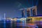 SINGAPORE - November 13: Marina Bay Sands Resort at night on November 13, 2015 in Singapore