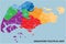 Singapore political map divide by state colorful outline simplicity style