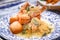 Singapore Popular Halal Crispy Cereal Butter Prawns with deep fried golden brown mini mantou buns. Food Recipe, Culinary, Cuisine