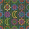 Singapore Ramadan Kareem neon star moon symmetry seamless pattern