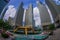 SINGAPORE, SINGAPORE - JANUARY 30. 2018: Outdoor view of fountain wealth with a public residential condominium building