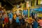 SINGAPORE, SINGAPORE - JANUARY 30. 2018: Outdoor view of unidentified peopleeating in the street Bugis market, Singapore