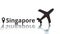 Singapore text, geotag and airplane silhouette. Travel concept