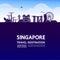 Singapore travel destination grand vector illustration.