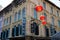 Singapore, typical houses Chinese Quarter, red lanterns, historic architecture