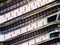 SINGAPORE â€“ 20 MAR 2019 â€“ Close up of escalators in the interior of Cuppage Plaza, Singapore Abstract / Geometric architecture