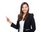 Singaporean businesswoman with finger point up