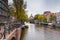 Singel canal and Round Lutheran Church in Amsterdam