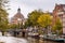 Singel canal and Round Lutheran Church in Amsterdam