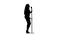 Singer dances to the beat of her song. White background. Silhouette. Side view