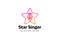 Singer star logo template. Microphone silhouette inside star. Icon for leading, song contest, event, karaoke, podcast