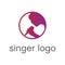 Singer Vocal Karaoke - Singing Woman Face Silhouette logo design