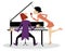 Singer woman and a pianist in the concert illustration