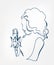 Singer women jazz microphone sketch line vector design