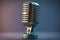Singers chrome condenser mic shines on stage ,generative AI