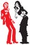 Singers duet, pop rock duo cabaret musicians vector illustration