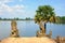 Singha statues at Srah Srang in Siem Reap