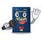 Singing blue passport in the mascot bag