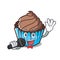 Singing chocolate cupcake mascot cartoon