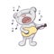 A singing cute cartoon bear with a guitar.