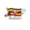 Singing flag uganda isolated in the cartoon