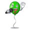 Singing green ballon with cartoon ribbons beautiful