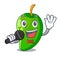 Singing green mango in the cartoon shape