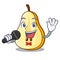 Singing half of pear isolated on cartoon