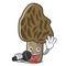 Singing morel mushroom mascot cartoon