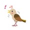 Singing Nightingale bird animal cartoon character vector illustration