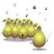 Singing pears chorus, cartoon flat characters for funny design