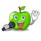Singing perfect fresh green apple on cartoon