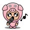 Singing pig animal mascot costume