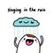 Singing in the rain hand drawn vector illustration in cartoon comic style weather