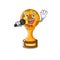 Singing soccer trophy in the cartoon drawer