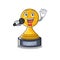 Singing volleyball trophy in the character shape