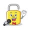 Singing yellow lock character mascot