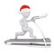 Single 3D figure in Santa hat running on treadmill