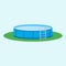 Single above ground pool on the grass. Vector illustration