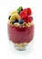 Single acai dessert glass of berries and oats