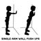 Single arm wall push ups. Sport exersice. Silhouettes of woman doing exercise. Workout, training