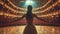 single balet dancer dance on empty stage of big opera theatre