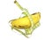 Single Banana Surrounded by Measuring Tape on White Background