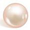 Single beautiful shiny natural pearl isolated on white background. Soft apricot pearl. Vector illustration