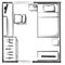 Single bedroom house furniture plan top view hand drawn layout illustration