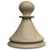 Single beige classic chess pawn isolated on white background. 3D rendering.